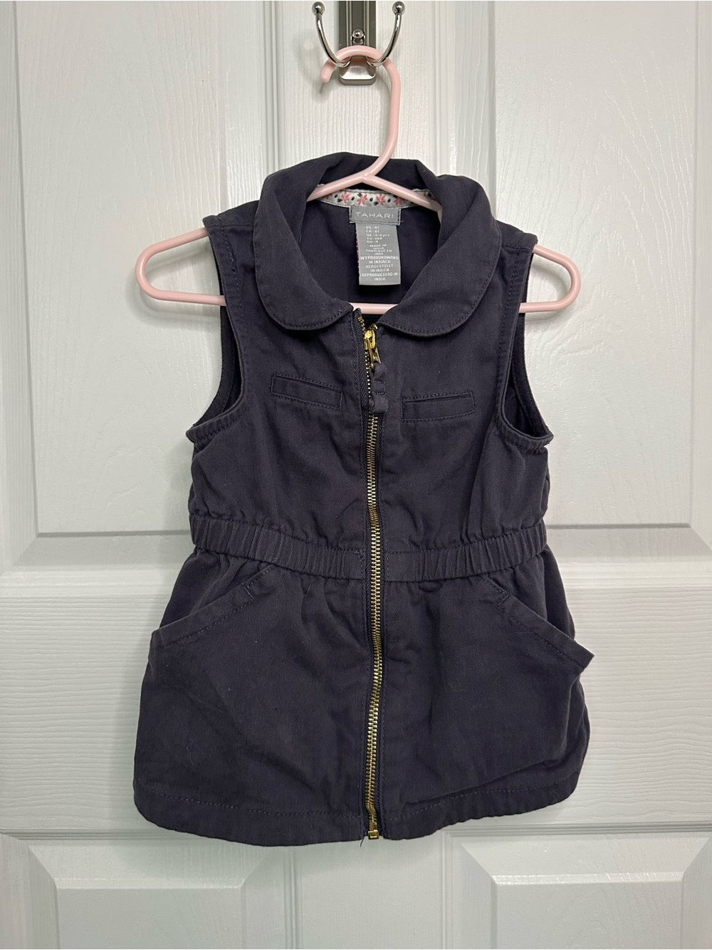 Tahari Girls Dark Navy Zip-Front Vest